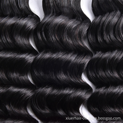 Cuticle Aligned 12A Double Weft Extensions 100% with Closure Loose Deep Unprocessed Mink Virgin Hair Bundles Brazilian